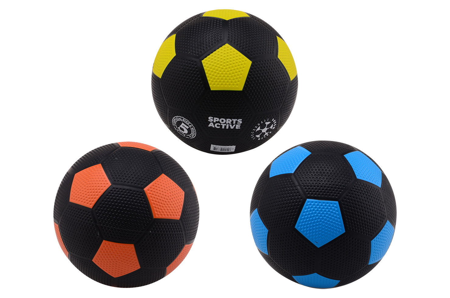 Sports Active rubber soccerball size 5, 3 assorted