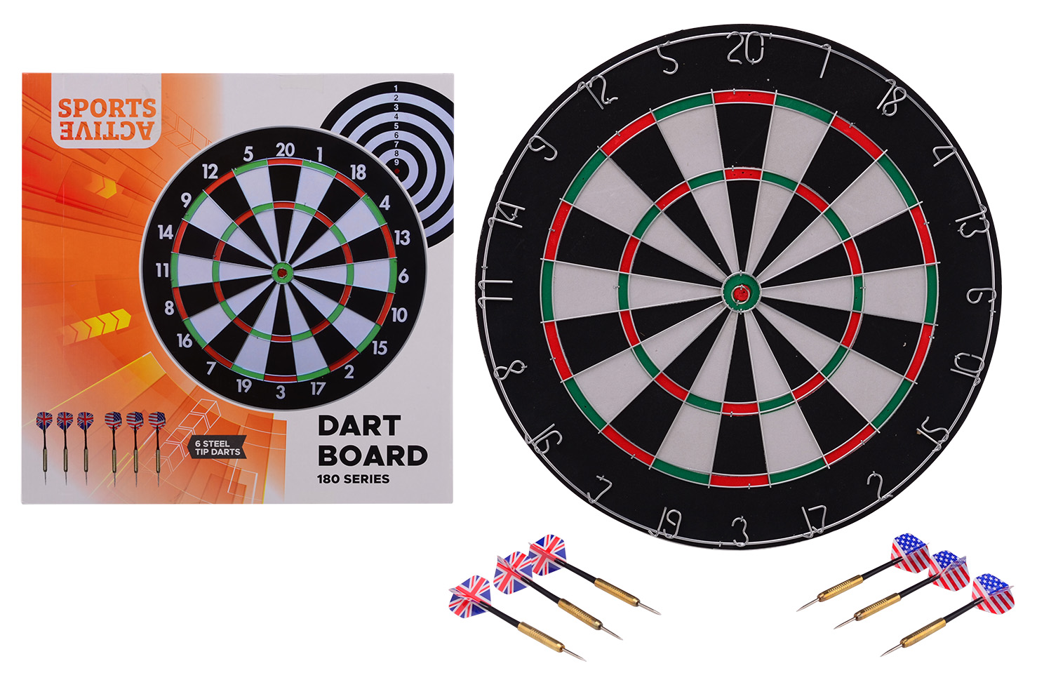 Sports Active Dartboard, 45x2 cm with 6 darts in box