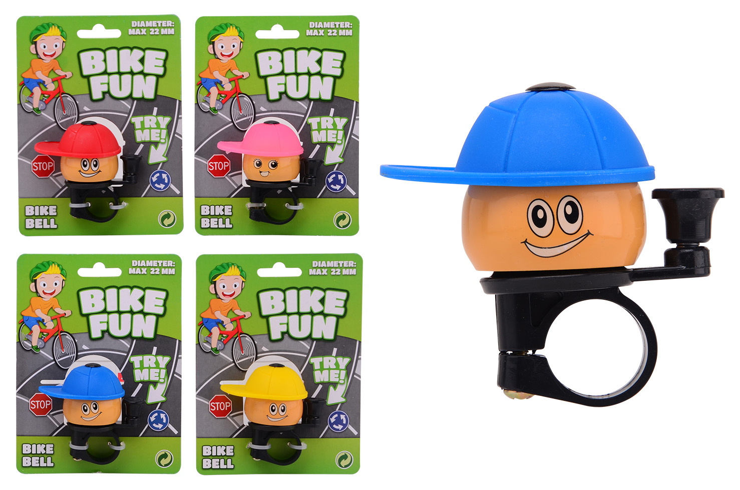 Bike Fun Fahrradklingel Pietje, 4-fach sortiert