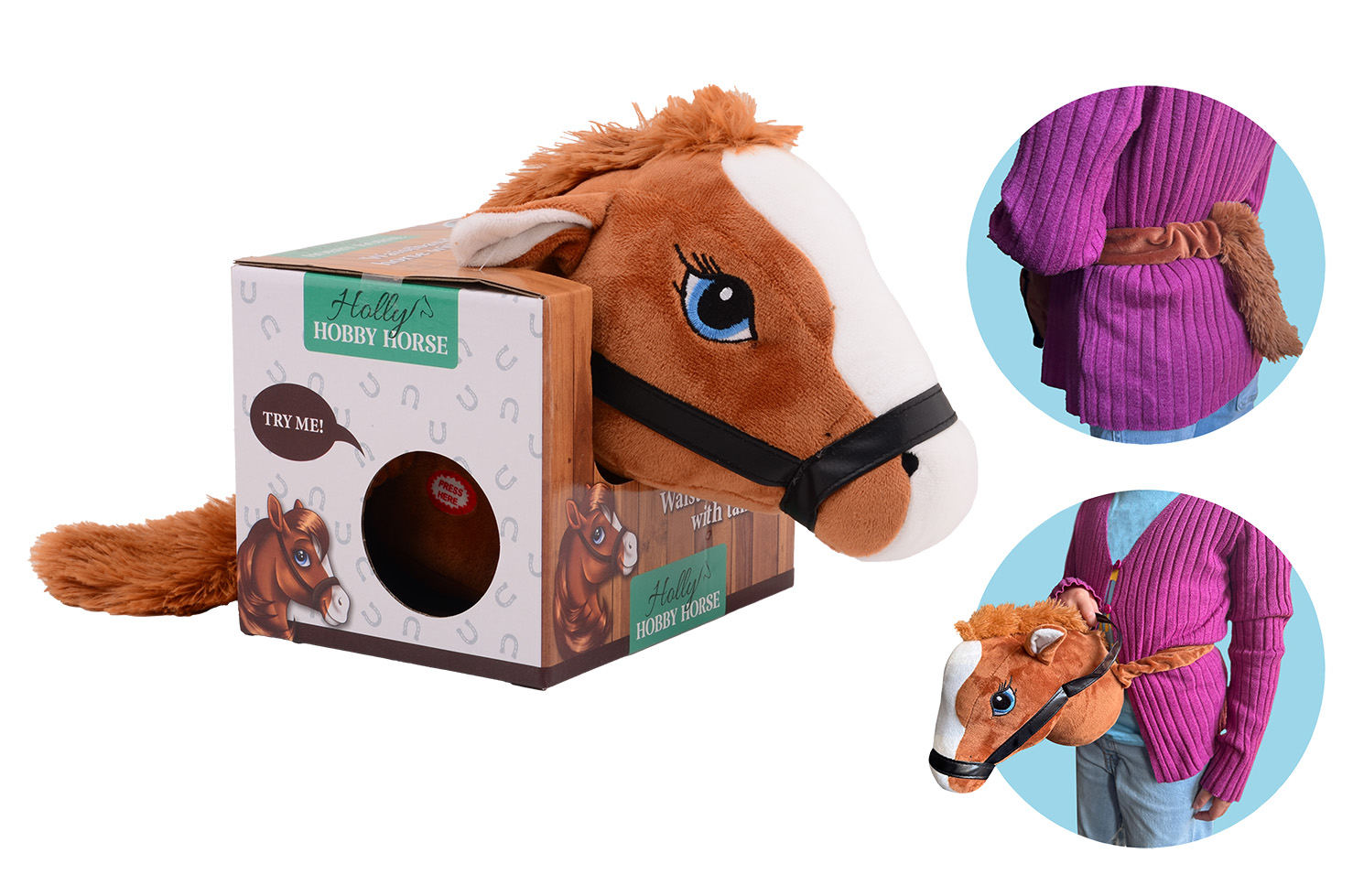 Holly Horse - Horse head with elastic band, brown