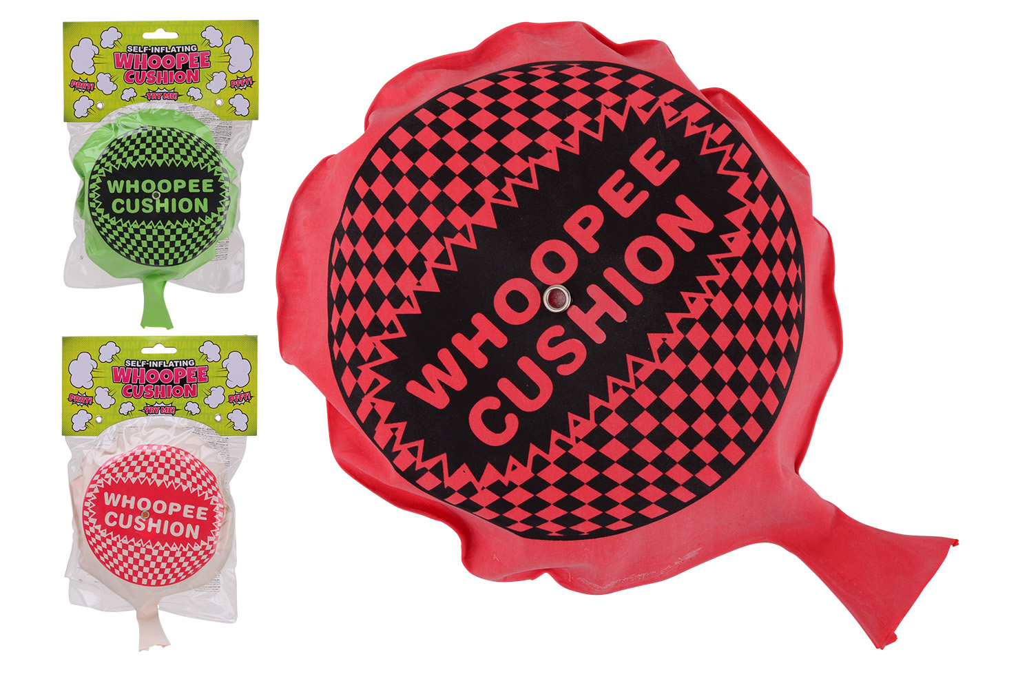 Jolly Jokes whoopy cushion, 3 assorted