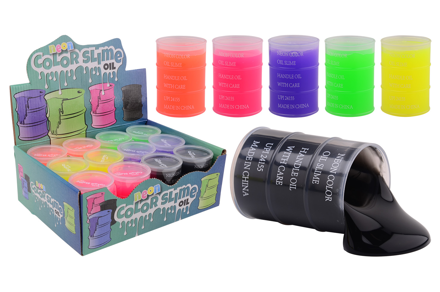 Oil barrel slime 6 assorted color in display