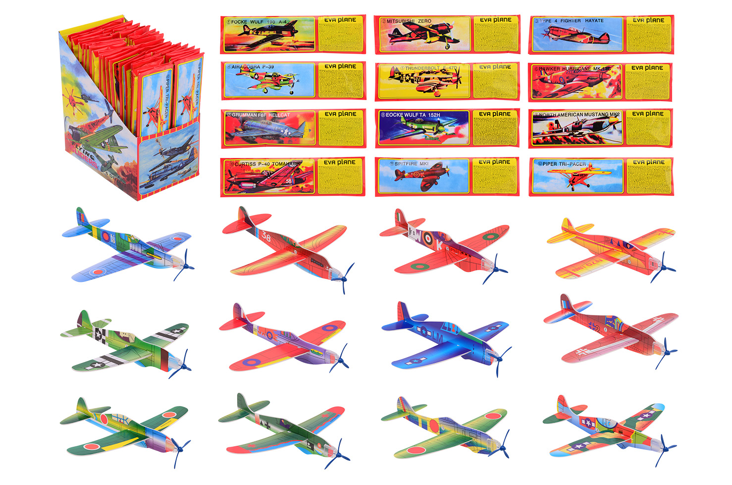 EVA Flugzeuge im Display 12-fach sortiert