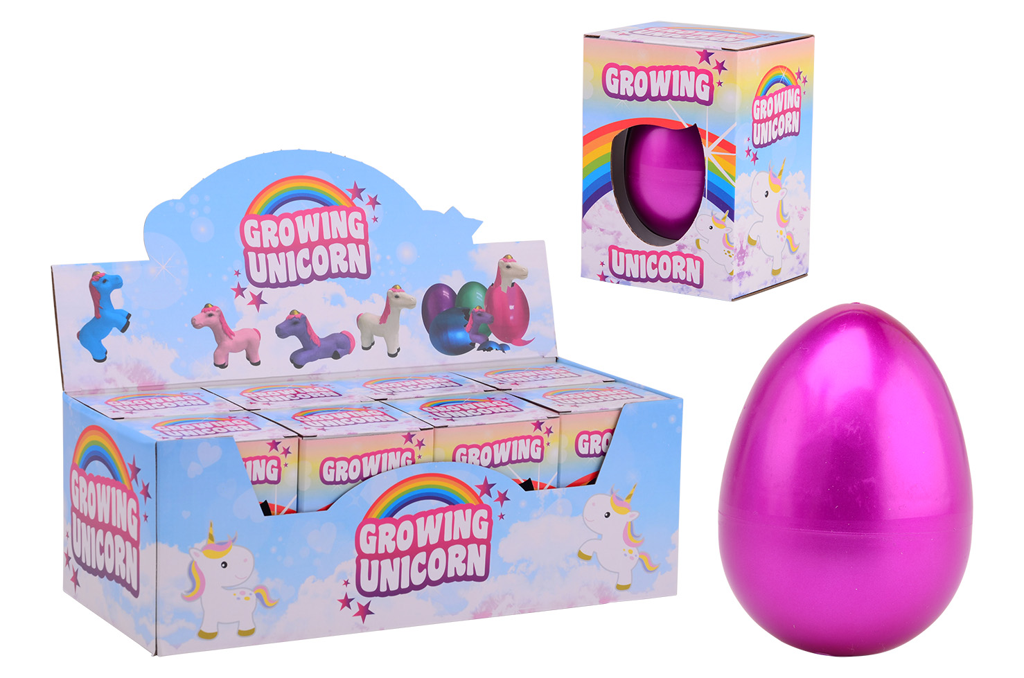 Mega Egg with growing Unicorn in box 4 assorted