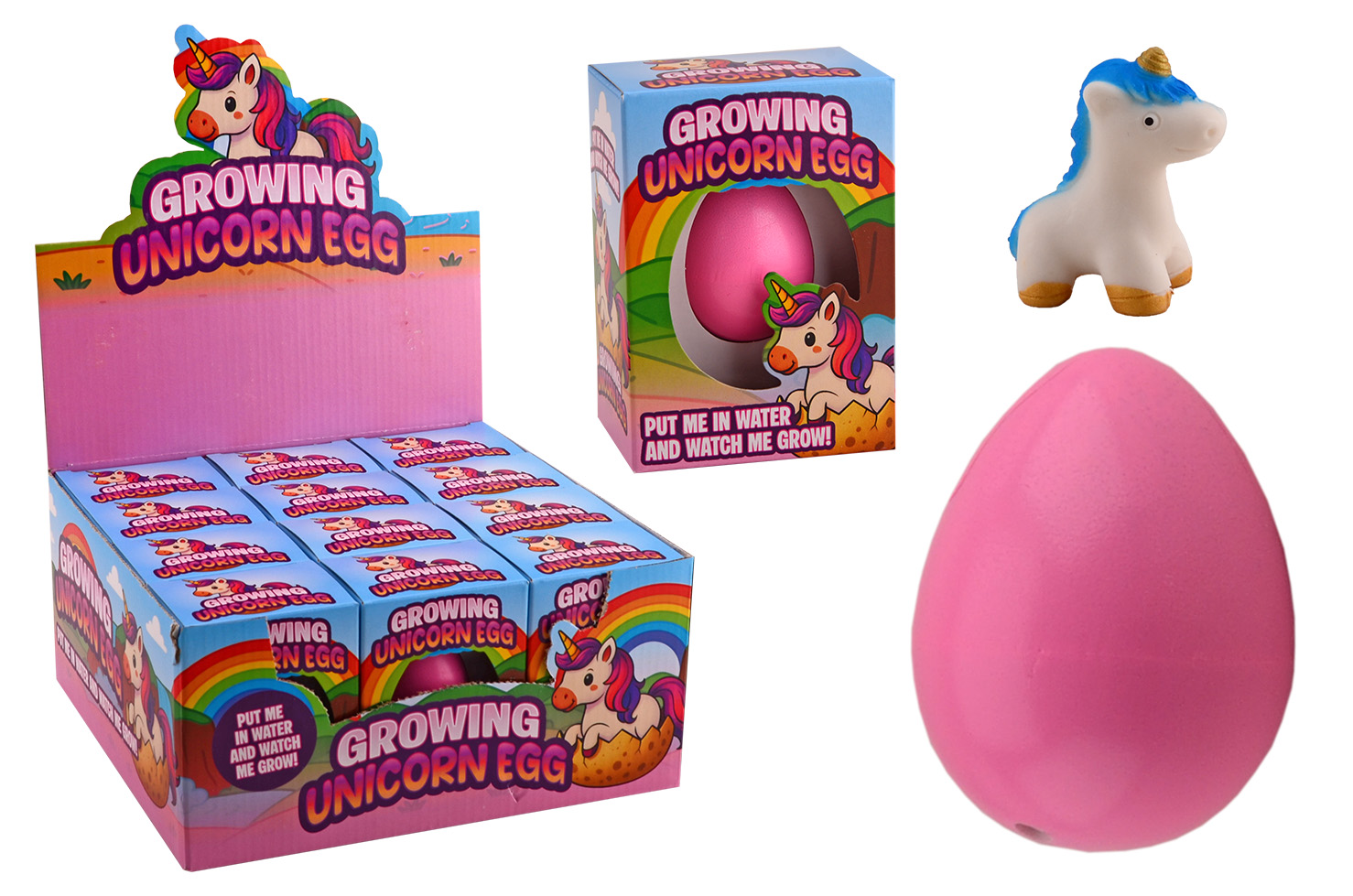 Egg with growing Unicorn in box 4 assorted