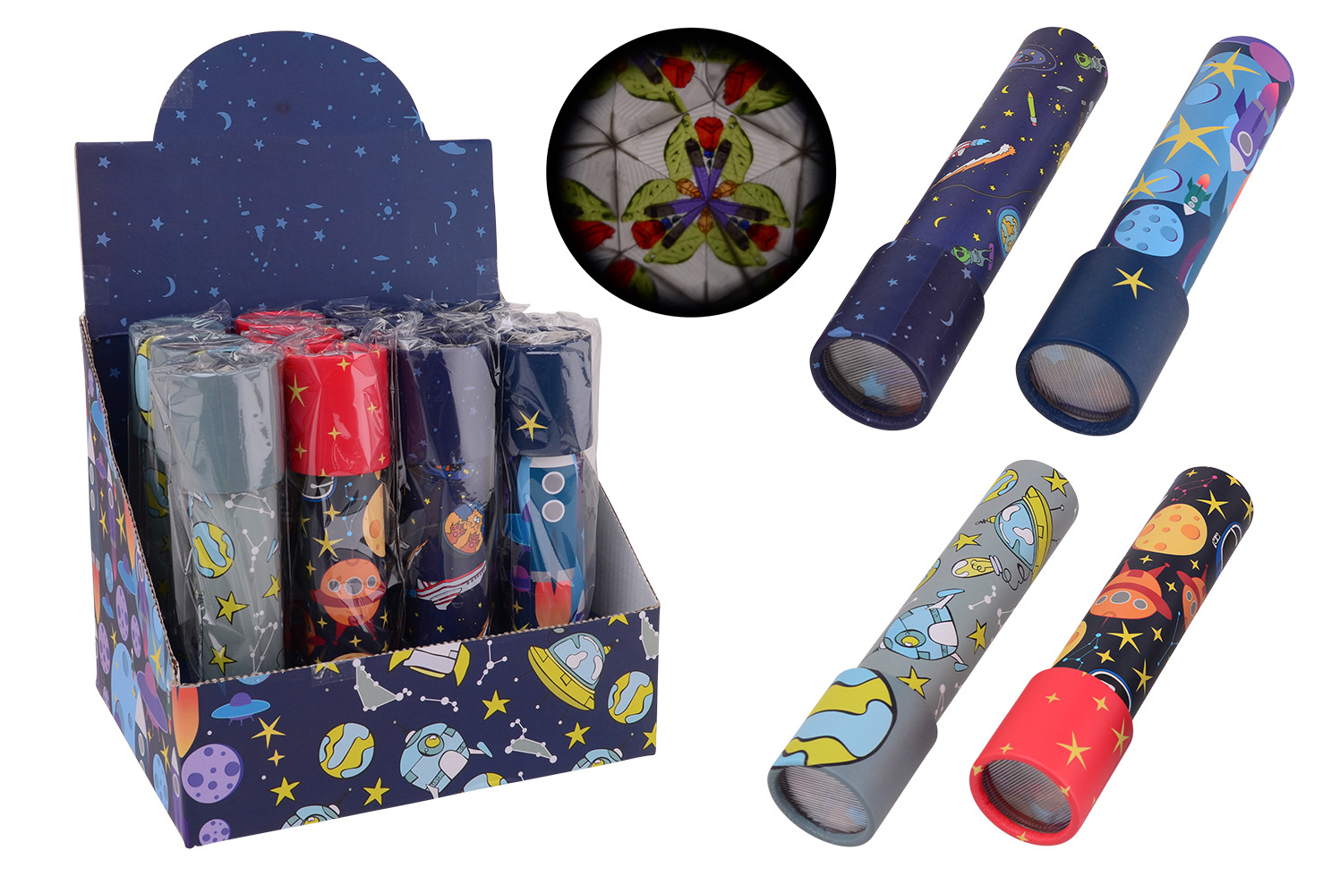 Kaleidoscope in display, 4 assorted