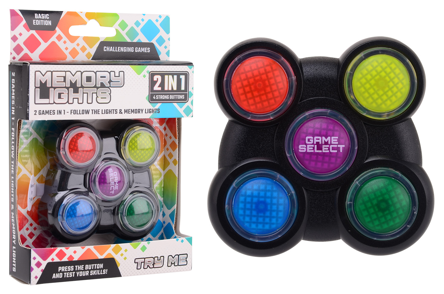 Memory & Follow me game with light and sound 2in1