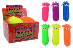 Fluffy worm with big eyes 28 cm, 3 assorted