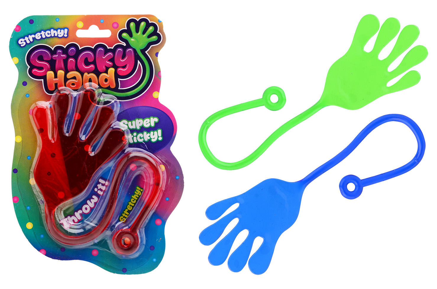 Sticky hand on card, 3 assorted