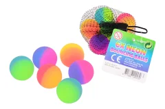 Two tone neon bouncingballs 6 pcs in net, 3 assorted