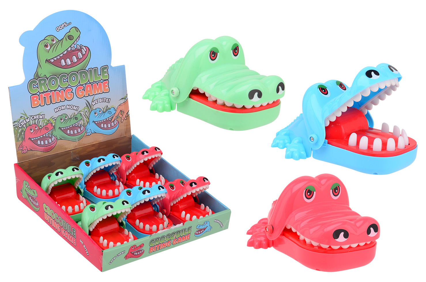 Crocodile biting game in display, 3 assorted