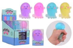 Jouet anti-stress calamar transparent en présentoir, 4 assor