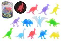 Glow in the dark colored dinos in tube, 12 pieces