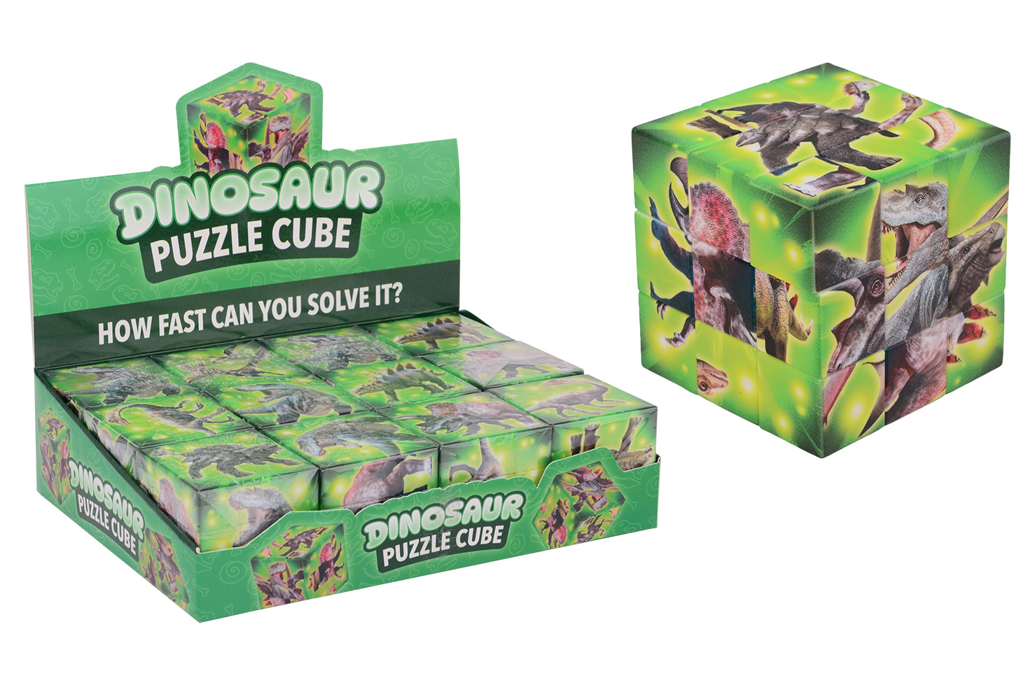 Dinosaur puzzle cube in display