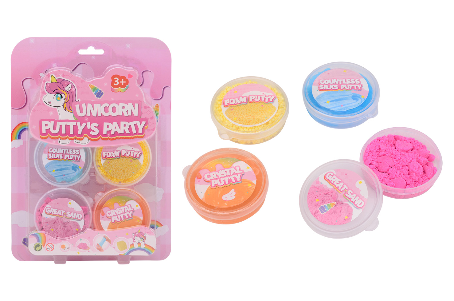 Unicorn Putty's Party, 4 pcs on blistercard