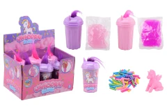 Unicorn slime set in container with unicorn hair