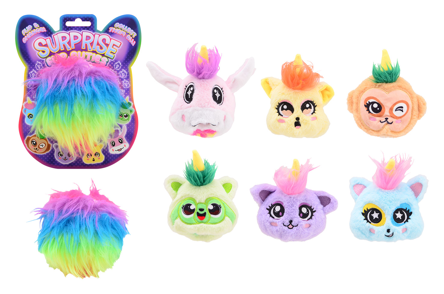 Plush & Play - Flip cuties on card, 6 assorted
