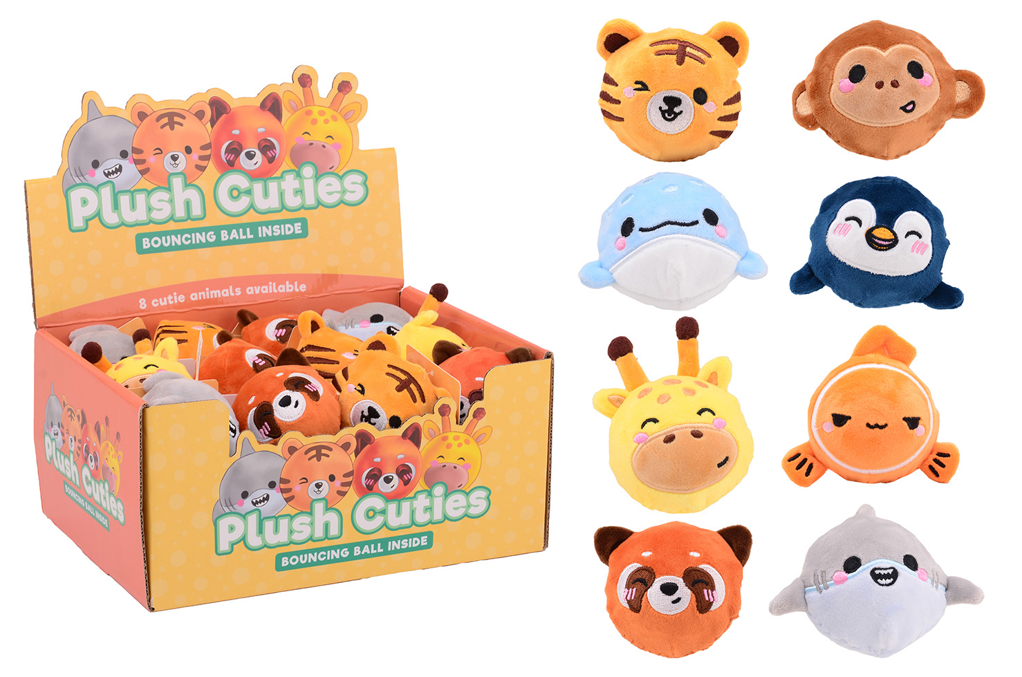 Plush & Play - PVC bouncy balls in display, 8 assorted