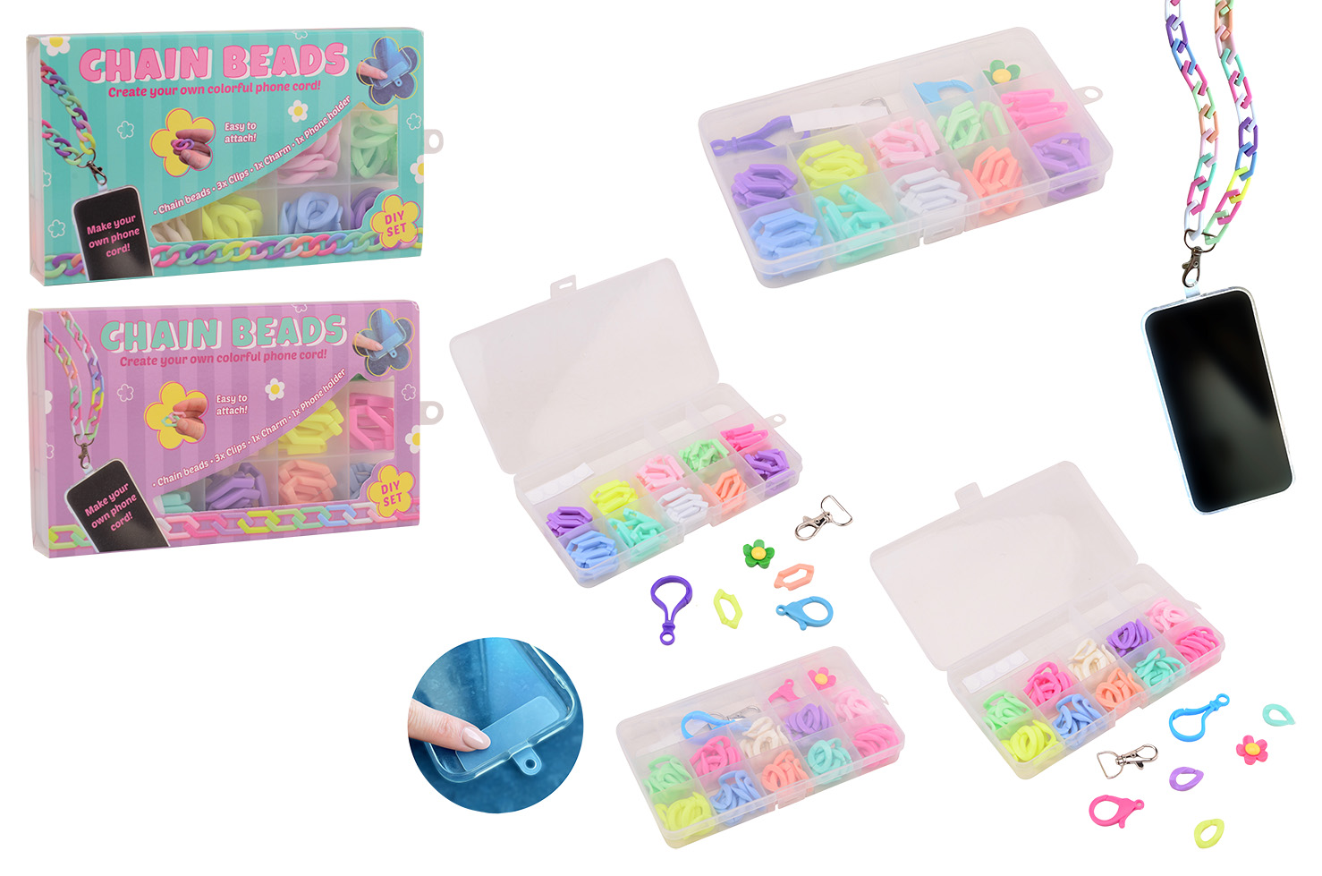 Make your own link chain / telephone cord, 2 assorted