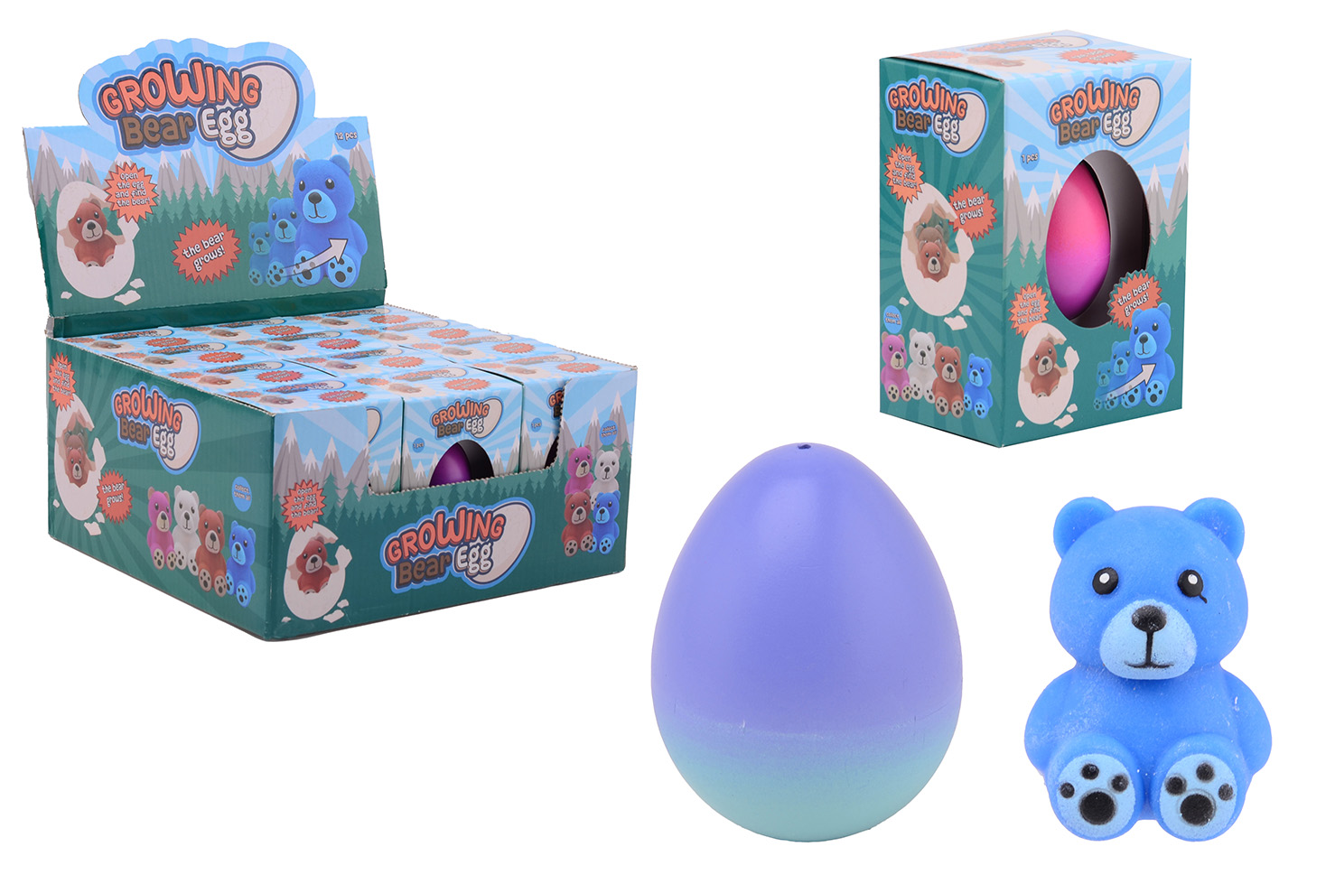 Growing bear in egg in display