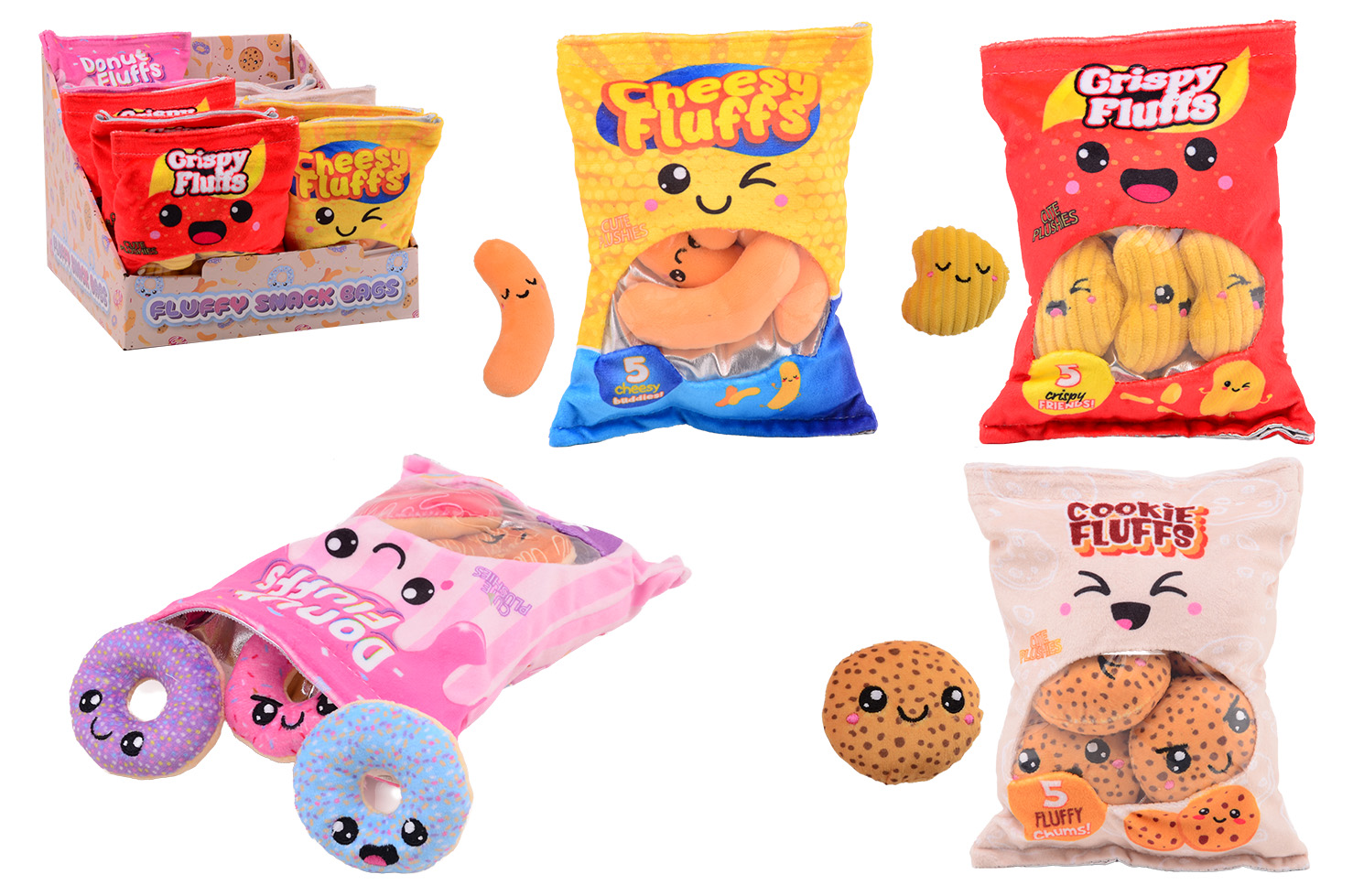 Plush & Play - Snack bags in display, 4 assorted