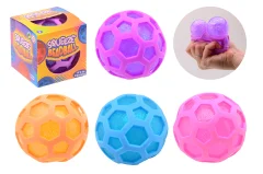 Glitter squeeze zeshoek bal in doos, 4 assorti