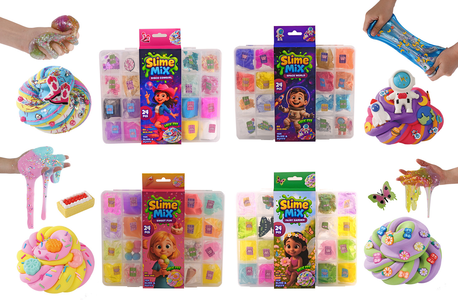 Putty, slime & accessories mix-in jumbo pack, 24 pcs
