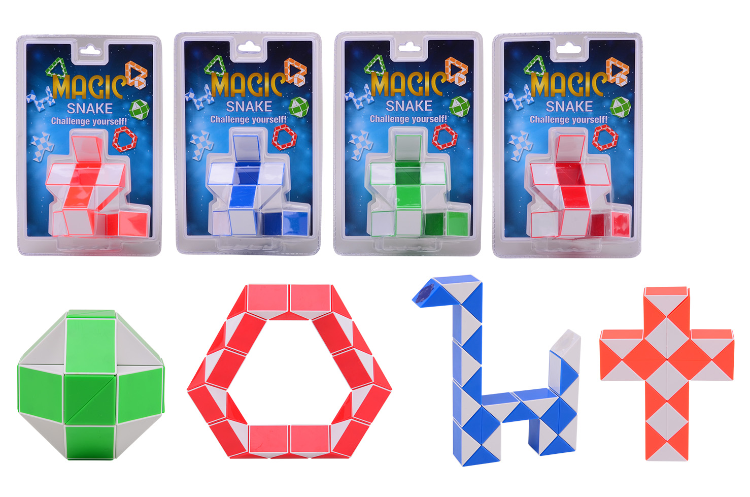 Magic snake in blister, 4 assorted