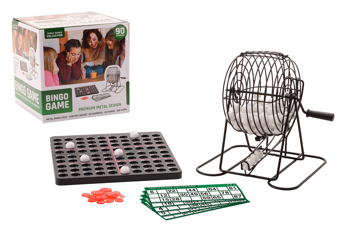 Metal bingo game with 90 numbers and 40 cards