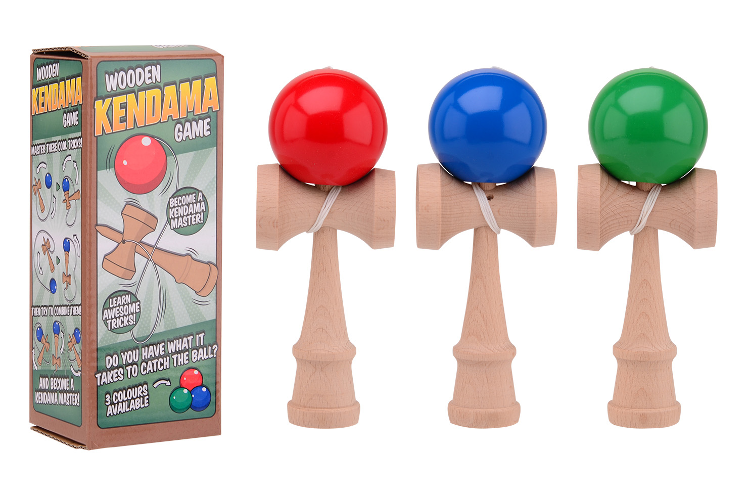 Kendama game in box, 3 assorted