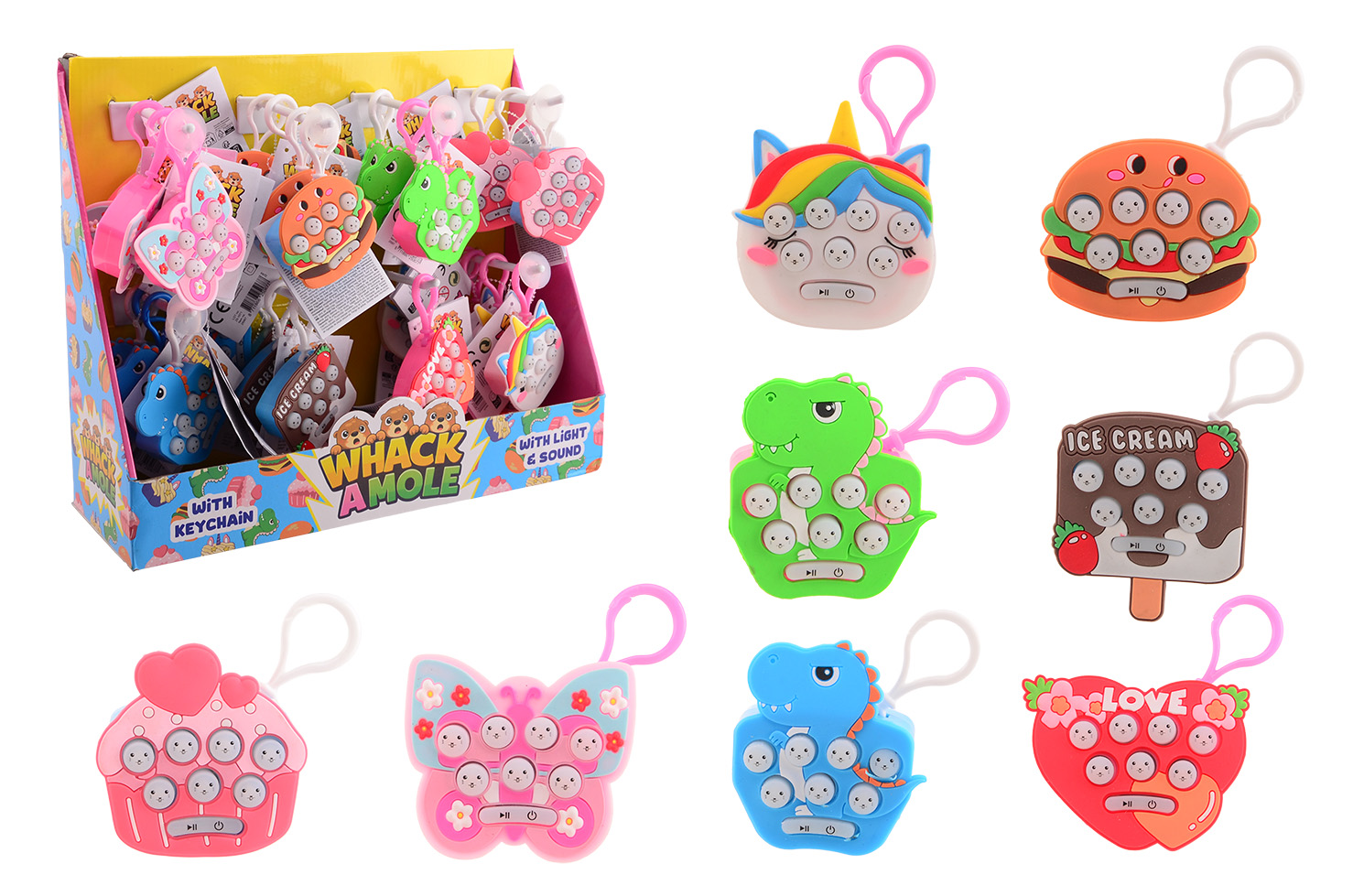 Mollen meppen game met keychain, 4 assorti