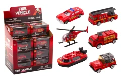 Fire vehicles 1:64 in display 6 assorted