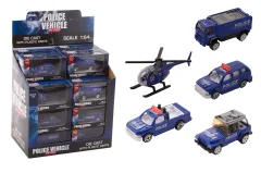 Véhicule de police 1:64 dans presentoir 5 assortis