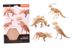 Houten 3D dinosaurus puzzel, 4 assorti