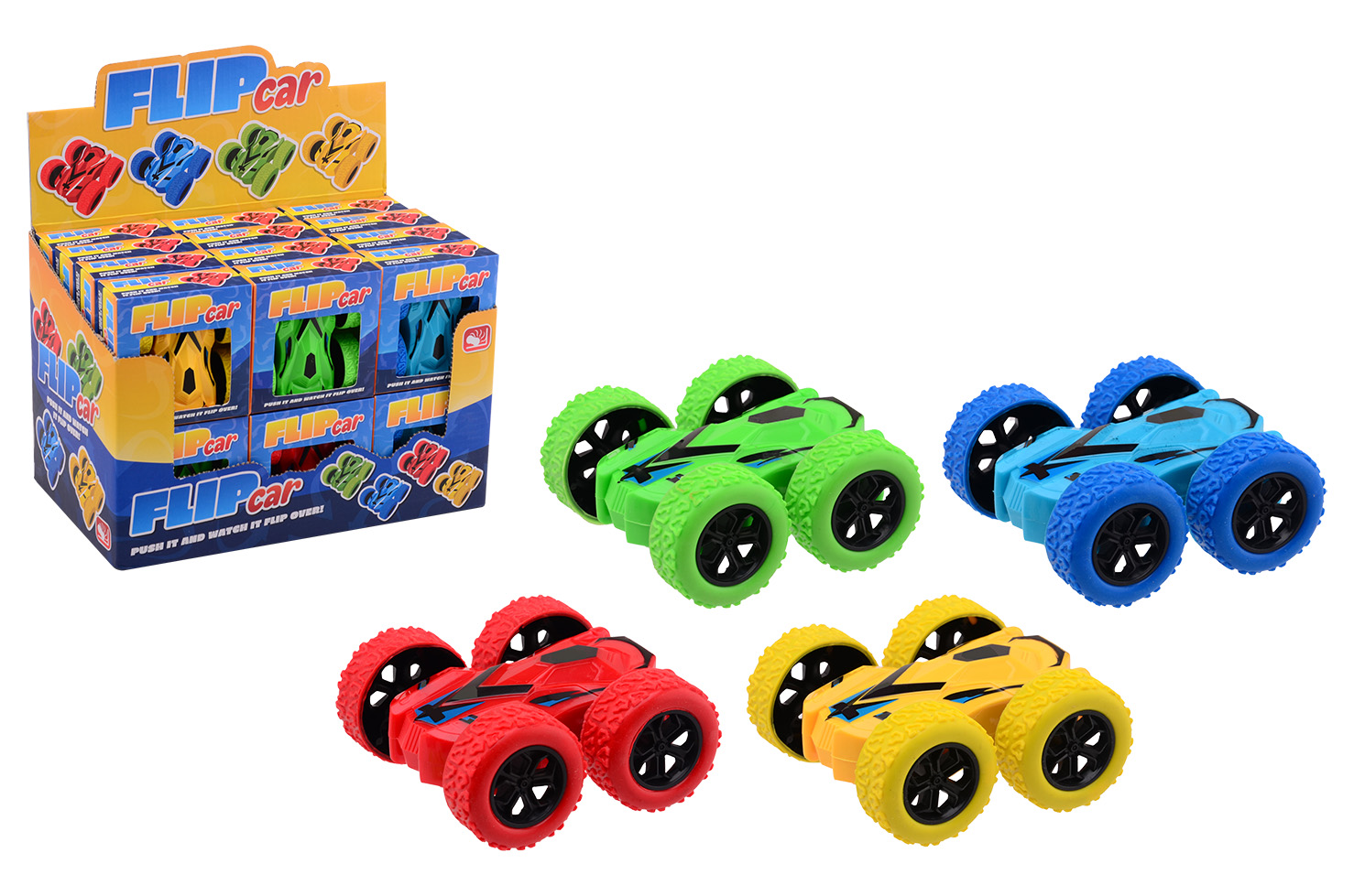 Flip over frictie auto in display, 4 assorti
