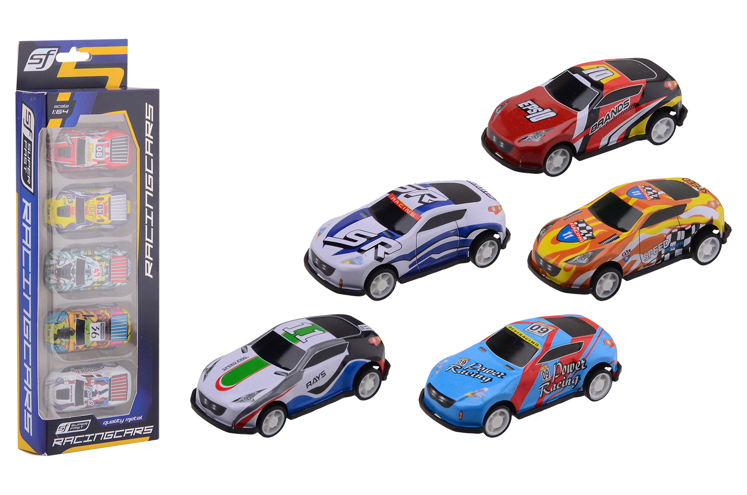 Race cars 7 cm, 5 pieces in box, 3 assortged