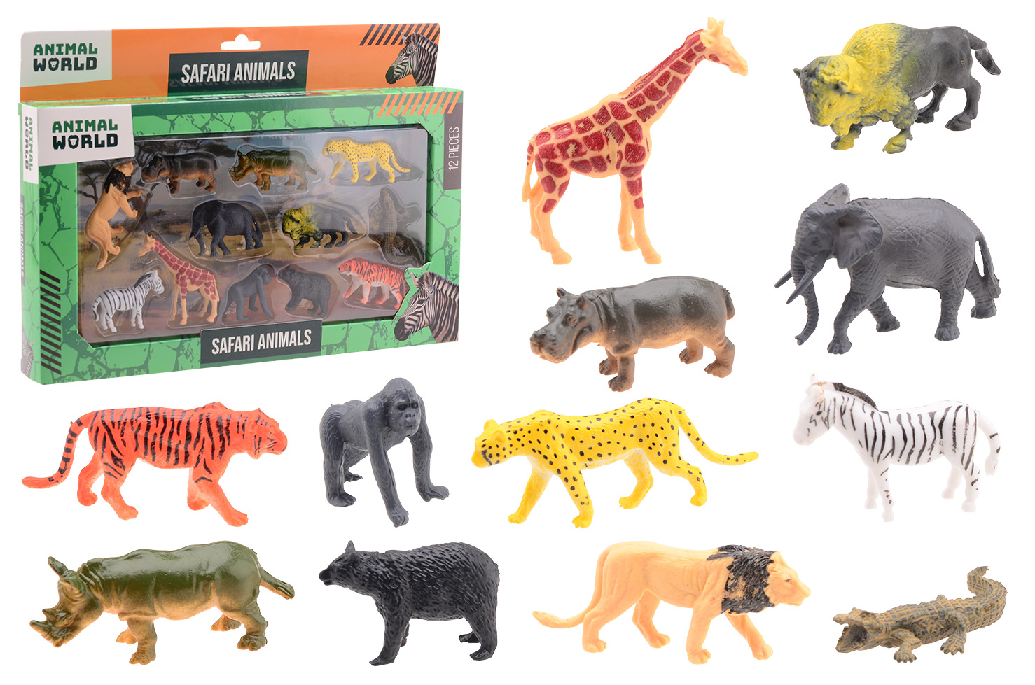 Animal World - Wildtier-Spielset 12-teilig im Karton