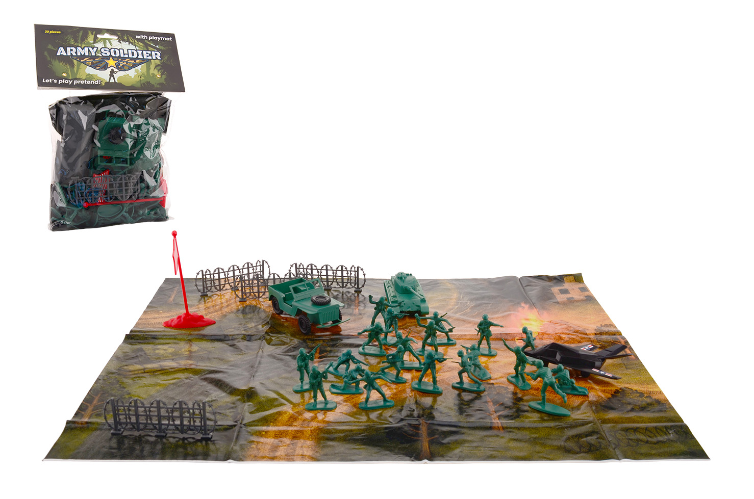 Army Forces speelset met speelmat, 3 assorti