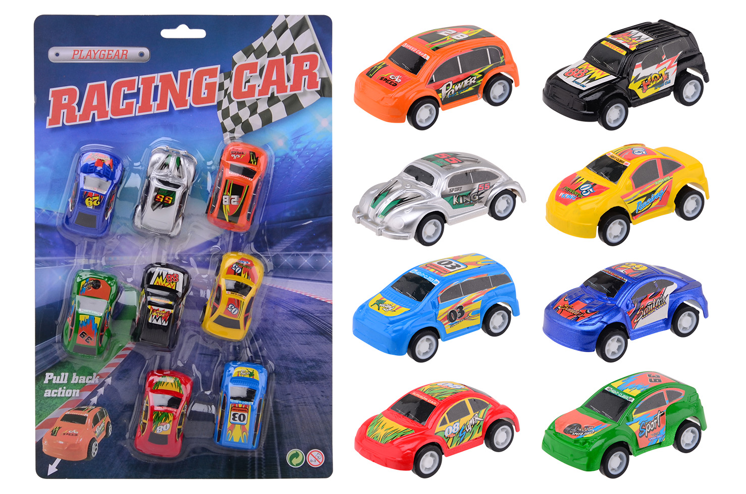 Action Racing 8 rückzug Autos auf Kartonkarte