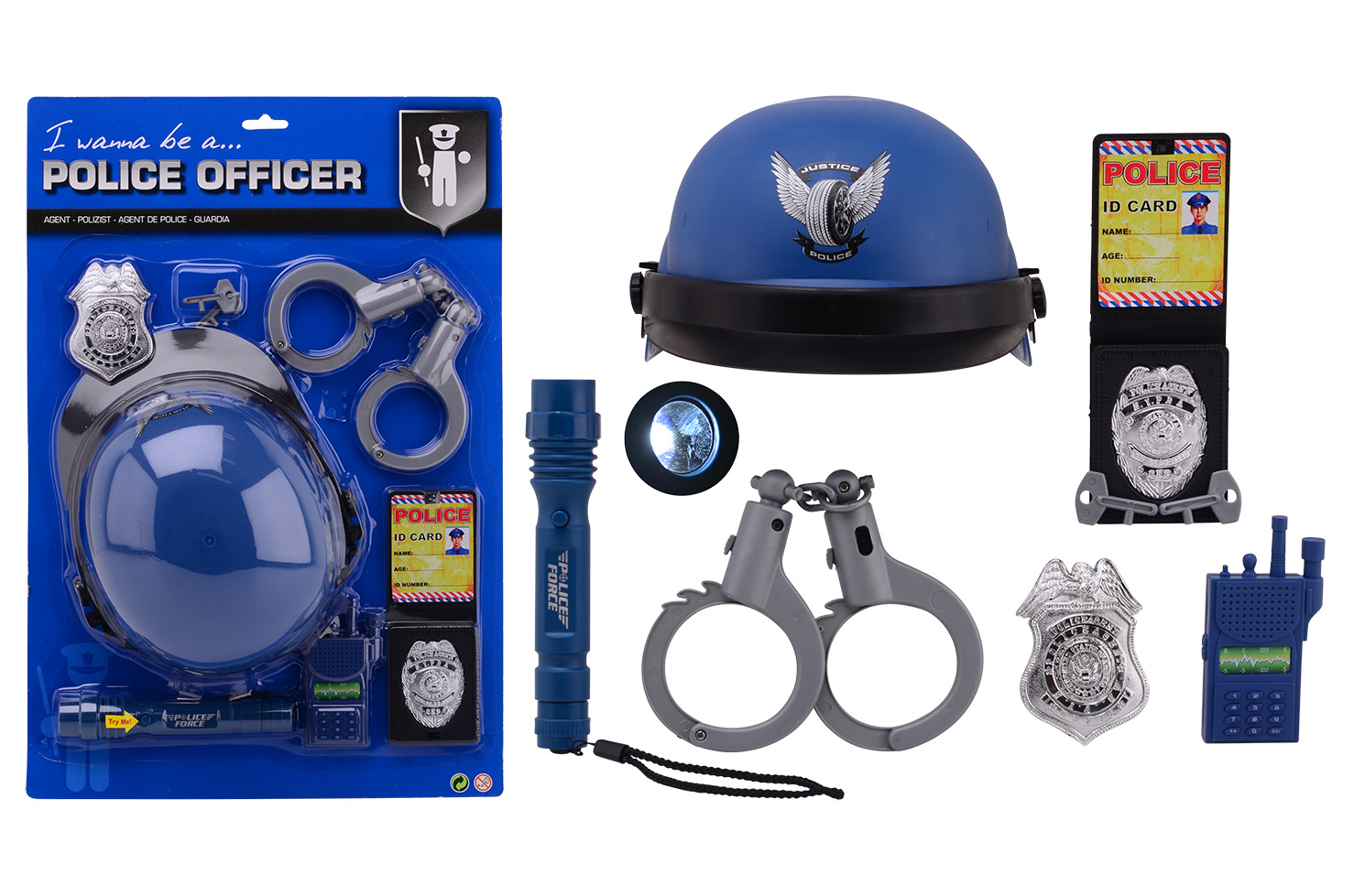 Polizei-Spielset Deluxe auf Kartonkarte