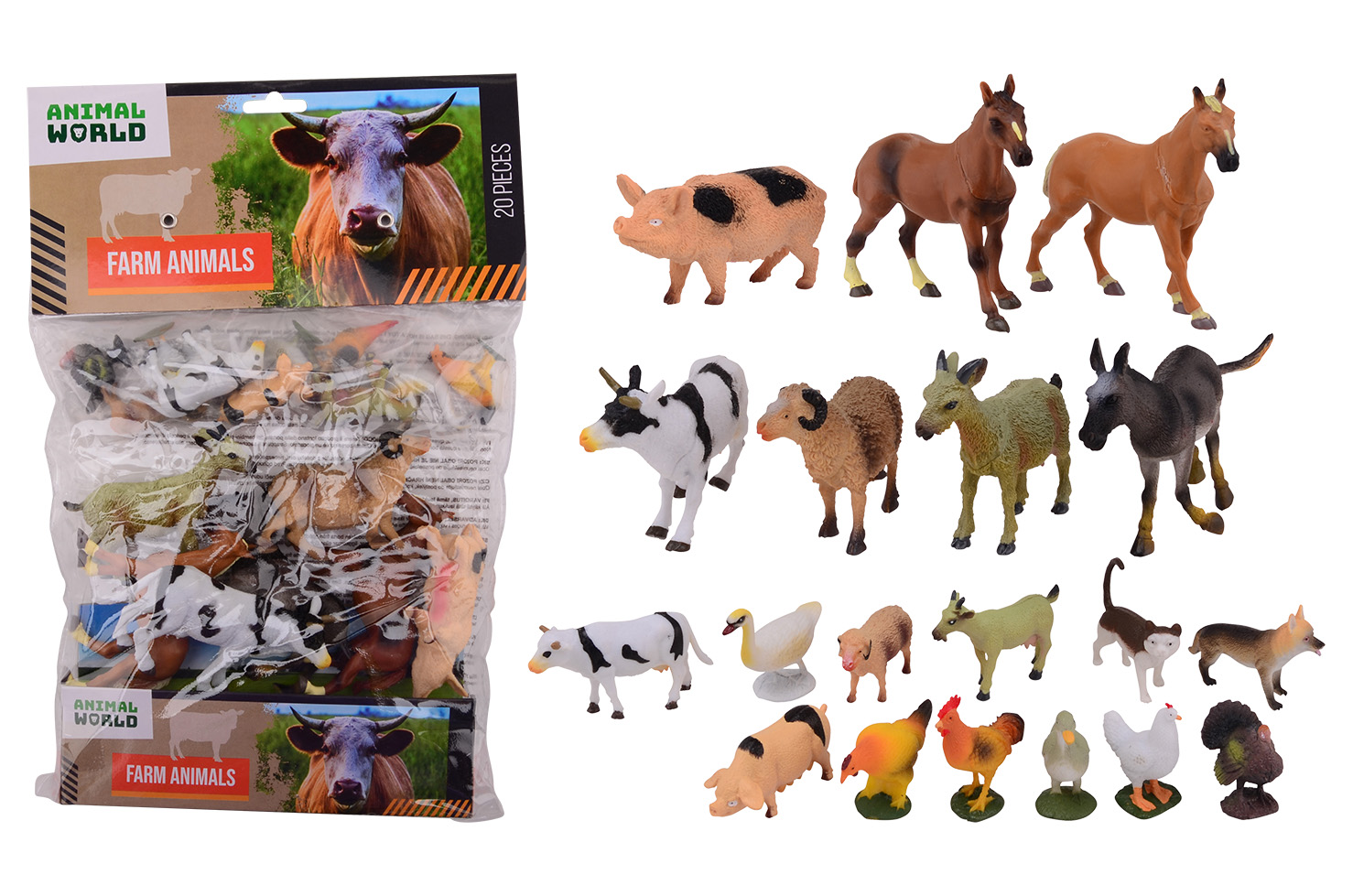 Animal World farm animals 20 pieces in bag