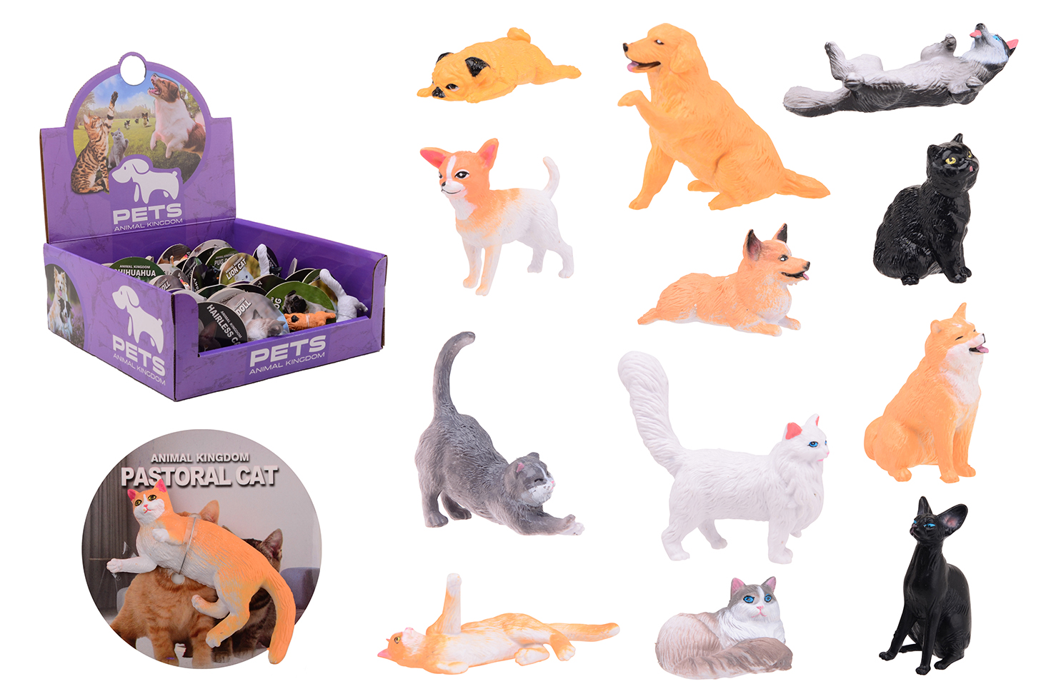 Animal World huisdieren in display, 12 assorti