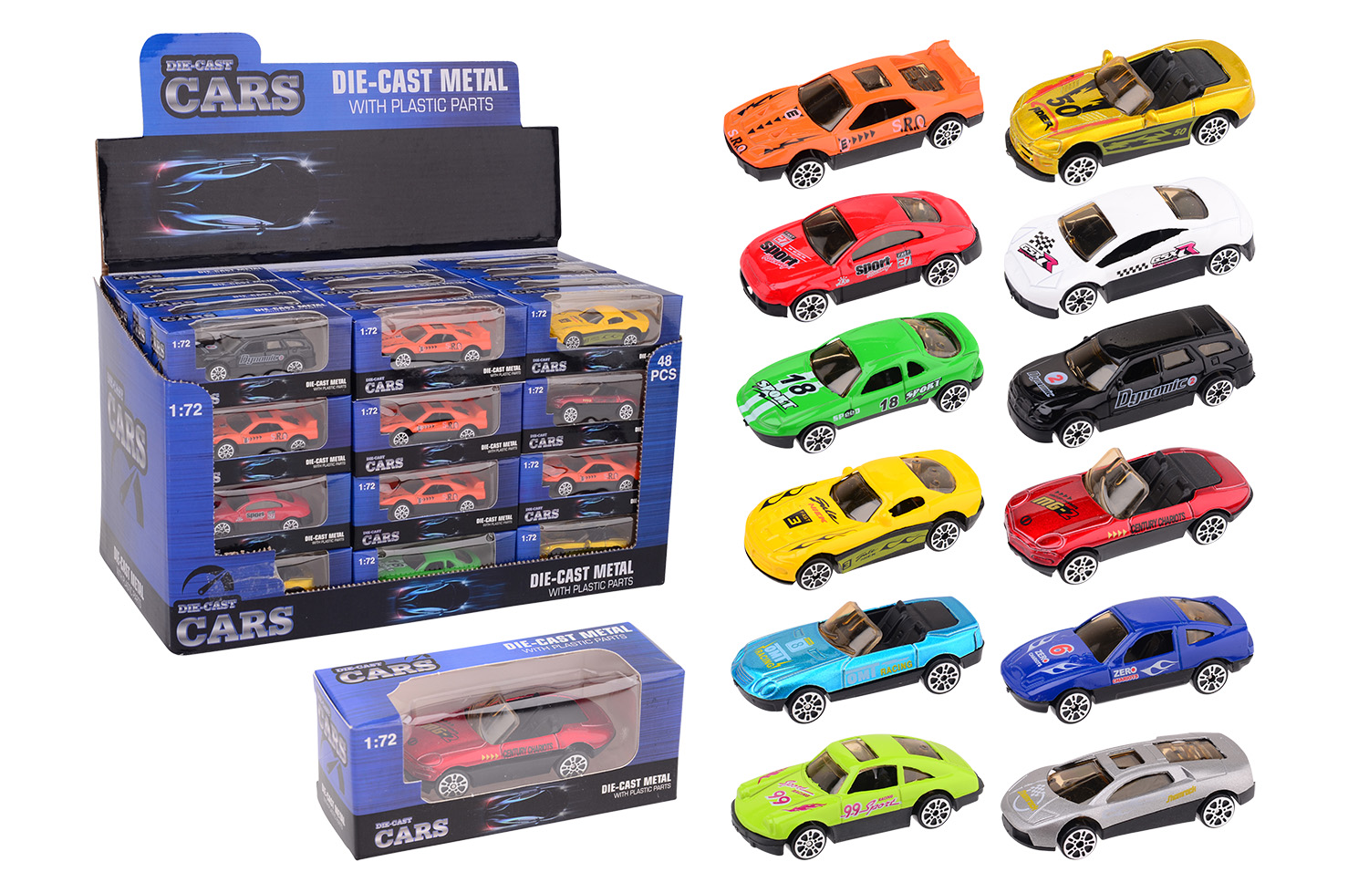 Super Cars 2.6 inch die-cast auto 12 assorti in display