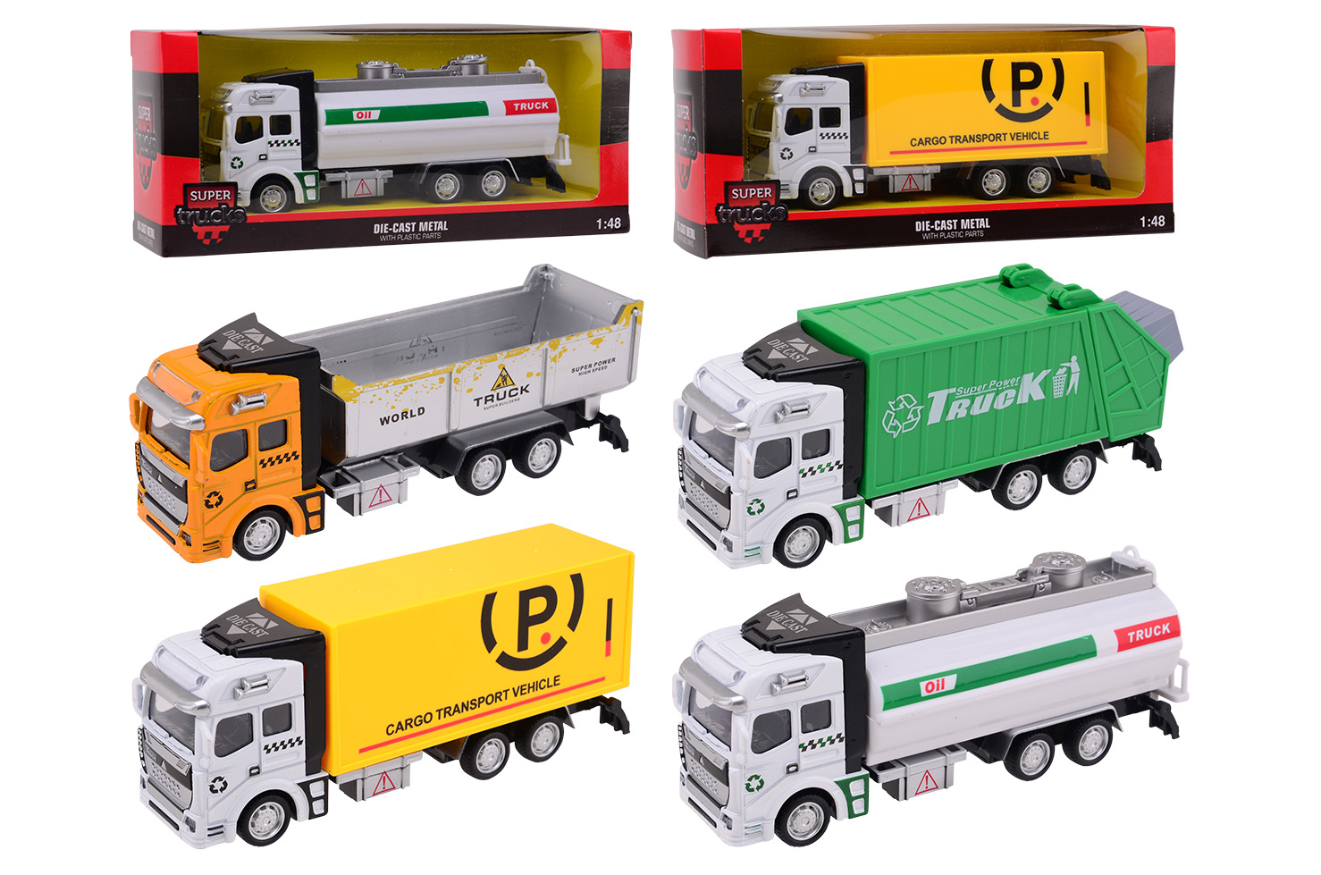 Super Cars 1:48 die-cast truck, 4 assorted