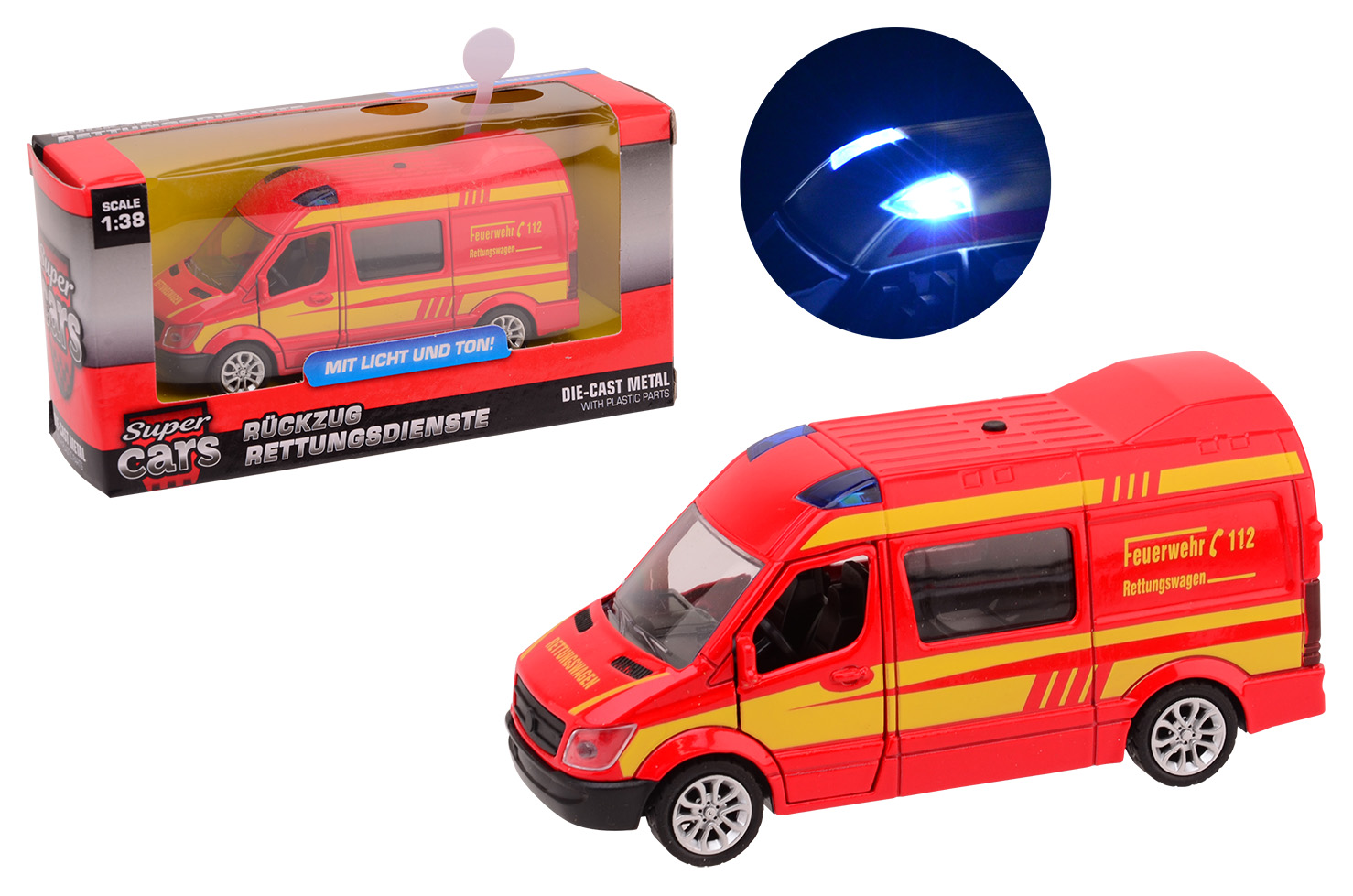 Super Cars Fire van with light and sound GERMAN VERSION 1:38
