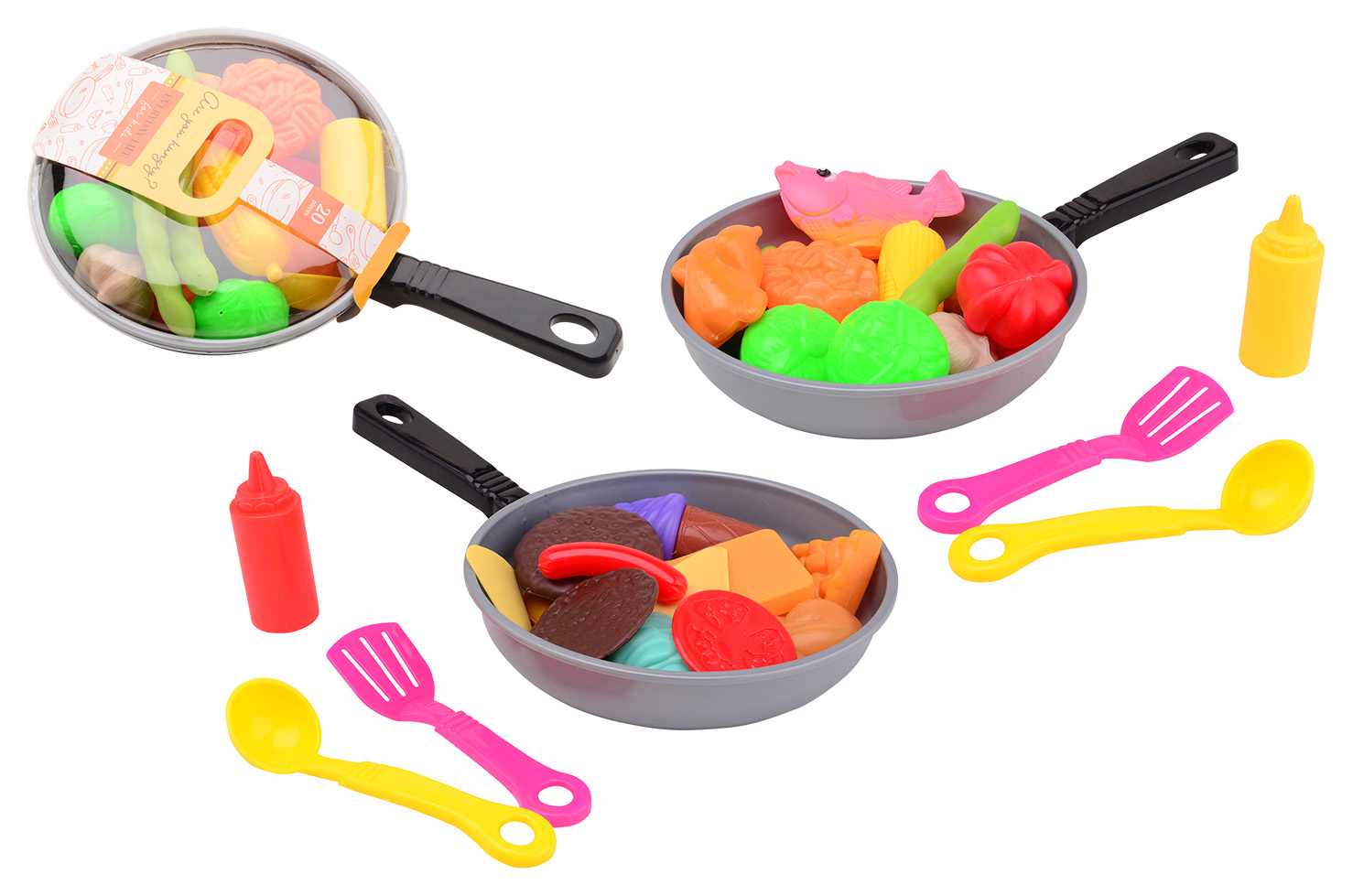 Home and Kitchen frypan with playfood 20 pcs. 2 assorted