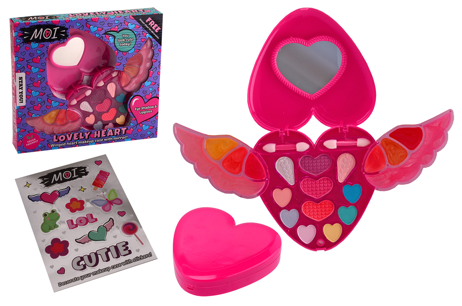 MOI - Make-up set heart with wings, 2 assorted