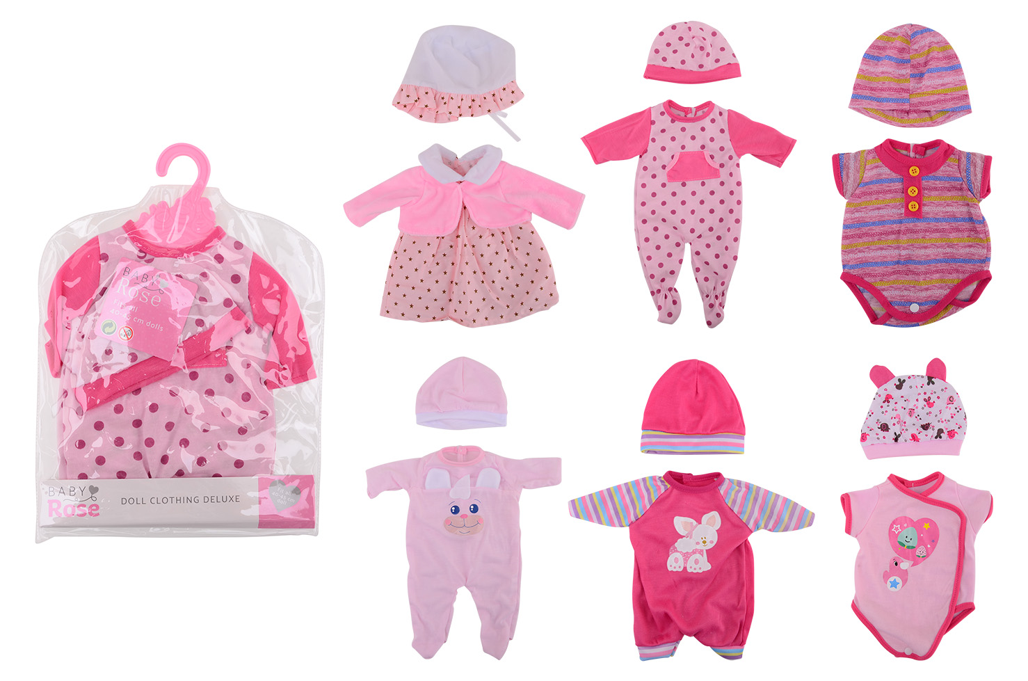 Baby Rose Doll clothes on hanger, 40-45 cm