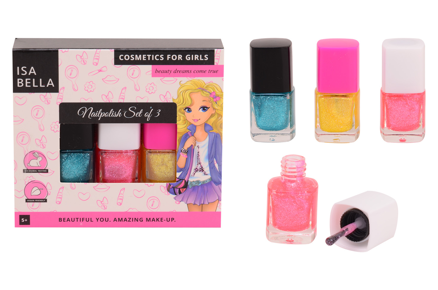 Isabella nail polish in box, 3 pieces