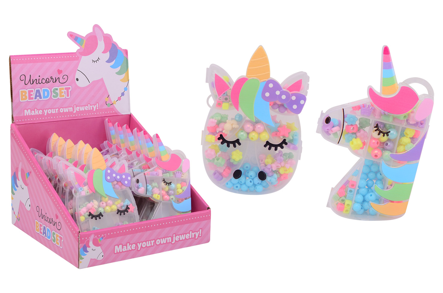 Ensemble de perles de licorne en présentoir, 2 assorties